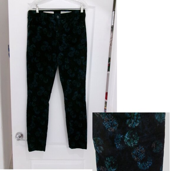 Like New Pilcro and the Letterpress SCRIPT Velvet Jeans Black Blue Print 29 Pant - Picture 2 of 13